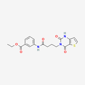 molecular formula C19H19N3O5S B2824745 ethyl 3-(4-(2,4-dioxo-1,2-dihydrothieno[3,2-d]pyrimidin-3(4H)-yl)butanamido)benzoate CAS No. 1448036-21-2