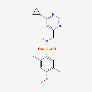 molecular formula C17H21N3O3S B2824768 N-[(6-cyclopropylpyrimidin-4-yl)methyl]-4-methoxy-2,5-dimethylbenzene-1-sulfonamide CAS No. 2194848-33-2