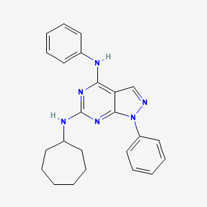 molecular formula C24H26N6 B2824777 N~6~-cycloheptyl-N~4~,1-diphenyl-1H-pyrazolo[3,4-d]pyrimidine-4,6-diamine CAS No. 955304-66-2