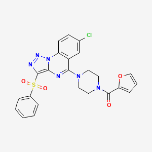 molecular formula C24H19ClN6O4S B2824783 7-Chloro-5-[4-(2-furoyl)piperazin-1-yl]-3-(phenylsulfonyl)[1,2,3]triazolo[1,5-a]quinazoline CAS No. 893785-55-2