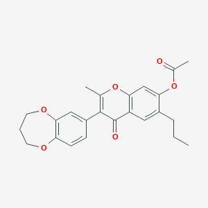 molecular formula C24H24O6 B2824787 3-(3,4-dihydro-2H-benzo[b][1,4]dioxepin-7-yl)-2-methyl-4-oxo-6-propyl-4H-chromen-7-yl acetate CAS No. 170511-44-1