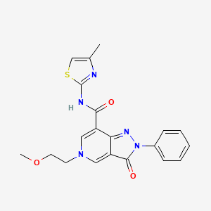 molecular formula C20H19N5O3S B2824793 5-(2-methoxyethyl)-N-(4-methylthiazol-2-yl)-3-oxo-2-phenyl-3,5-dihydro-2H-pyrazolo[4,3-c]pyridine-7-carboxamide CAS No. 921834-77-7