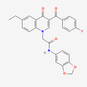 molecular formula C27H21FN2O5 B2824833 N-(2H-1,3-benzodioxol-5-yl)-2-[6-ethyl-3-(4-fluorobenzoyl)-4-oxo-1,4-dihydroquinolin-1-yl]acetamide CAS No. 895652-38-7