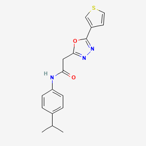 molecular formula C17H17N3O2S B2824869 N-[4-(propan-2-yl)phenyl]-2-[5-(thiophen-3-yl)-1,3,4-oxadiazol-2-yl]acetamide CAS No. 1286704-88-8