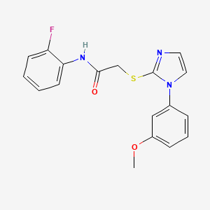 molecular formula C18H16FN3O2S B2824897 N-(2-fluorophenyl)-2-{[1-(3-methoxyphenyl)-1H-imidazol-2-yl]sulfanyl}acetamide CAS No. 688335-66-2