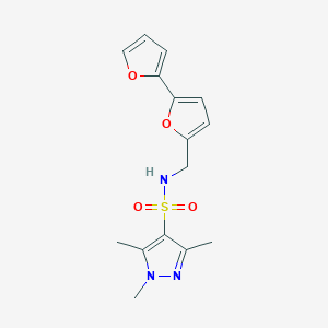 molecular formula C15H17N3O4S B2825037 N-({[2,2'-bifuran]-5-yl}methyl)-1,3,5-trimethyl-1H-pyrazole-4-sulfonamide CAS No. 2097931-27-4