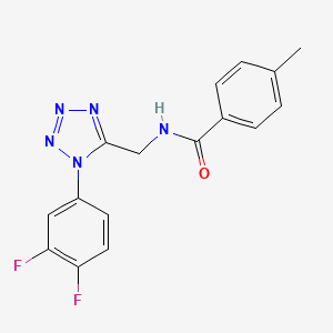 molecular formula C16H13F2N5O B2825072 N-{[1-(3,4-difluorophenyl)-1H-1,2,3,4-tetrazol-5-yl]methyl}-4-methylbenzamide CAS No. 1005292-67-0