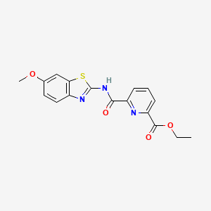 molecular formula C17H15N3O4S B2825116 Ethyl 6-[(6-methoxy-1,3-benzothiazol-2-yl)carbamoyl]pyridine-2-carboxylate CAS No. 312755-28-5