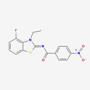 molecular formula C16H12FN3O3S B2825135 N-[(2Z)-3-ethyl-4-fluoro-2,3-dihydro-1,3-benzothiazol-2-ylidene]-4-nitrobenzamide CAS No. 868371-06-6