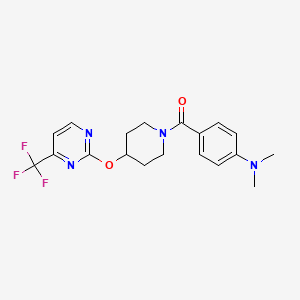 molecular formula C19H21F3N4O2 B2825226 N,N-dimethyl-4-(4-{[4-(trifluoromethyl)pyrimidin-2-yl]oxy}piperidine-1-carbonyl)aniline CAS No. 2380172-13-2
