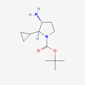molecular formula C12H22N2O2 B2825285 rac-tert-butyl(2R,3S)-3-amino-2-cyclopropylpyrrolidine-1-carboxylate,trans CAS No. 2165425-70-5
