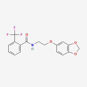 molecular formula C17H14F3NO4 B2825294 N-[2-(2H-1,3-benzodioxol-5-yloxy)ethyl]-2-(trifluoromethyl)benzamide CAS No. 1170936-05-6