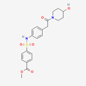 molecular formula C21H24N2O6S B2825299 methyl 4-({4-[2-(4-hydroxypiperidin-1-yl)-2-oxoethyl]phenyl}sulfamoyl)benzoate CAS No. 1396869-92-3