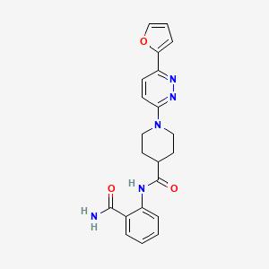 molecular formula C21H21N5O3 B2825324 N-(2-carbamoylphenyl)-1-[6-(furan-2-yl)pyridazin-3-yl]piperidine-4-carboxamide CAS No. 1105234-02-3