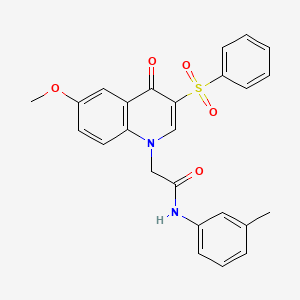 molecular formula C25H22N2O5S B2825332 2-[3-(benzenesulfonyl)-6-methoxy-4-oxo-1,4-dihydroquinolin-1-yl]-N-(3-methylphenyl)acetamide CAS No. 866588-88-7