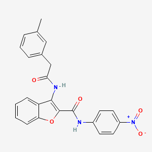 molecular formula C24H19N3O5 B2825342 N-(4-nitrophenyl)-3-(2-(m-tolyl)acetamido)benzofuran-2-carboxamide CAS No. 887876-29-1