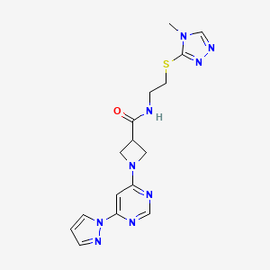 1-(6-(1H-pyrazol-1-yl)pyrimidin-4-yl)-N-(2-((4-methyl-4H-1,2,4-triazol-3-yl)thio)ethyl)azetidine-3-carboxamide