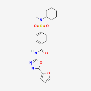 molecular formula C20H22N4O5S B2825366 4-[cyclohexyl(methyl)sulfamoyl]-N-[5-(furan-2-yl)-1,3,4-oxadiazol-2-yl]benzamide CAS No. 851095-55-1