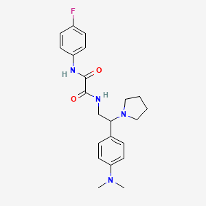 molecular formula C22H27FN4O2 B2825455 N-{2-[4-(dimethylamino)phenyl]-2-(pyrrolidin-1-yl)ethyl}-N'-(4-fluorophenyl)ethanediamide CAS No. 899729-21-6