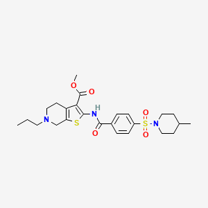 molecular formula C25H33N3O5S2 B2825462 methyl 2-{4-[(4-methylpiperidin-1-yl)sulfonyl]benzamido}-6-propyl-4H,5H,6H,7H-thieno[2,3-c]pyridine-3-carboxylate CAS No. 681178-01-8