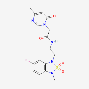 molecular formula C16H18FN5O4S B2825487 N-(2-(6-fluoro-3-methyl-2,2-dioxidobenzo[c][1,2,5]thiadiazol-1(3H)-yl)ethyl)-2-(4-methyl-6-oxopyrimidin-1(6H)-yl)acetamide CAS No. 2034593-85-4
