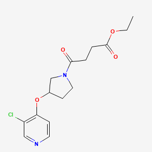molecular formula C15H19ClN2O4 B2825491 Ethyl 4-(3-((3-chloropyridin-4-yl)oxy)pyrrolidin-1-yl)-4-oxobutanoate CAS No. 2034472-71-2