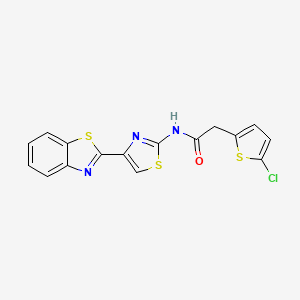 molecular formula C16H10ClN3OS3 B2825493 N-[4-(1,3-benzothiazol-2-yl)-1,3-thiazol-2-yl]-2-(5-chlorothiophen-2-yl)acetamide CAS No. 921839-94-3