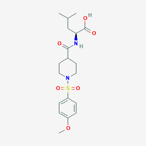 molecular formula C19H28N2O6S B2825514 N-[1-(4-methoxybenzene-1-sulfonyl)piperidine-4-carbonyl]-L-leucine CAS No. 1212389-18-8