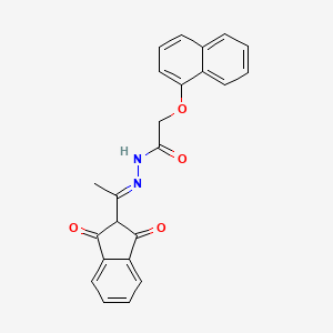 molecular formula C23H18N2O4 B2825527 N'-[(1E)-1-(1,3-dioxo-2,3-dihydro-1H-inden-2-yl)ethylidene]-2-(naphthalen-1-yloxy)acetohydrazide CAS No. 1024723-38-3