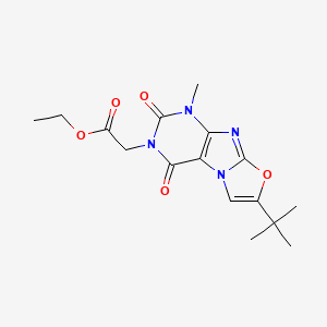 molecular formula C16H20N4O5 B2825550 Ethyl 2-(7-tert-butyl-4-methyl-1,3-dioxopurino[8,7-b][1,3]oxazol-2-yl)acetate CAS No. 899998-39-1