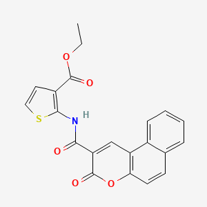 molecular formula C21H15NO5S B2825573 ethyl 2-{3-oxo-3H-benzo[f]chromene-2-amido}thiophene-3-carboxylate CAS No. 888413-11-4