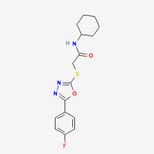 molecular formula C16H18FN3O2S B2825674 N-Cyclohexyl-2-{[5-(4-fluorophenyl)-1,3,4-oxadiazol-2-YL]sulfanyl}acetamide CAS No. 459861-04-2