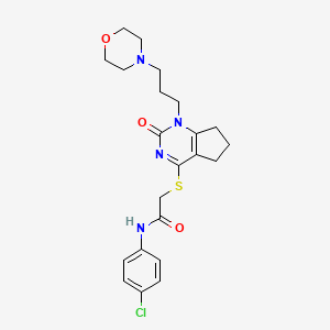 N-(4-chlorophenyl)-2-((1-(3-morpholinopropyl)-2-oxo-2,5,6,7-tetrahydro-1H-cyclopenta[d]pyrimidin-4-yl)thio)acetamide