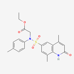molecular formula C22H24N2O5S B2825695 ethyl 2-(4,8-dimethyl-2-oxo-N-(p-tolyl)-1,2-dihydroquinoline-6-sulfonamido)acetate CAS No. 899999-10-1