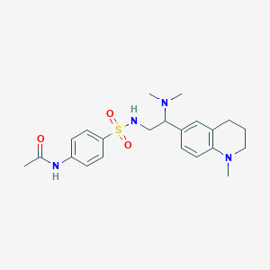molecular formula C22H30N4O3S B2825726 N-(4-(N-(2-(dimethylamino)-2-(1-methyl-1,2,3,4-tetrahydroquinolin-6-yl)ethyl)sulfamoyl)phenyl)acetamide CAS No. 946240-88-6