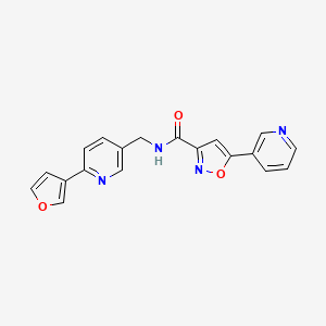 molecular formula C19H14N4O3 B2825734 N-((6-(furan-3-yl)pyridin-3-yl)methyl)-5-(pyridin-3-yl)isoxazole-3-carboxamide CAS No. 2034227-70-6