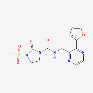 molecular formula C14H15N5O5S B2825736 N-((3-(furan-2-yl)pyrazin-2-yl)methyl)-3-(methylsulfonyl)-2-oxoimidazolidine-1-carboxamide CAS No. 2034570-11-9