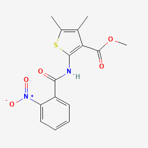 molecular formula C15H14N2O5S B2825788 Methyl 4,5-dimethyl-2-(2-nitrobenzamido)thiophene-3-carboxylate CAS No. 438609-05-3