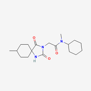 molecular formula C18H29N3O3 B2825792 N-cyclohexyl-N-methyl-2-(8-methyl-2,4-dioxo-1,3-diazaspiro[4.5]decan-3-yl)acetamide CAS No. 849055-29-4