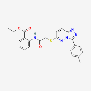 molecular formula C23H21N5O3S B2825794 Ethyl 2-(2-((3-(p-tolyl)-[1,2,4]triazolo[4,3-b]pyridazin-6-yl)thio)acetamido)benzoate CAS No. 852375-70-3