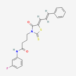 molecular formula C22H19FN2O2S2 B2825806 N-(3-fluorophenyl)-4-((Z)-4-oxo-5-((E)-3-phenylallylidene)-2-thioxothiazolidin-3-yl)butanamide CAS No. 637320-19-5