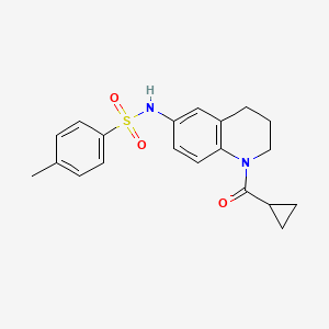 molecular formula C20H22N2O3S B2825809 N-(1-cyclopropanecarbonyl-1,2,3,4-tetrahydroquinolin-6-yl)-4-methylbenzene-1-sulfonamide CAS No. 932293-86-2