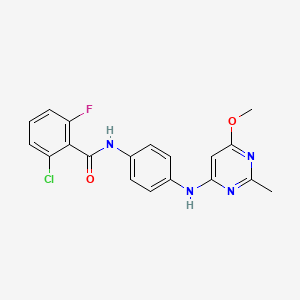 molecular formula C19H16ClFN4O2 B2825829 2-chloro-6-fluoro-N-(4-((6-methoxy-2-methylpyrimidin-4-yl)amino)phenyl)benzamide CAS No. 946355-11-9