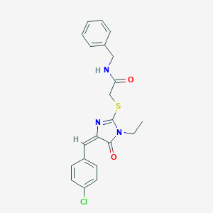 molecular formula C21H20ClN3O2S B282584 N-benzyl-2-{[4-(4-chlorobenzylidene)-1-ethyl-5-oxo-4,5-dihydro-1H-imidazol-2-yl]sulfanyl}acetamide 