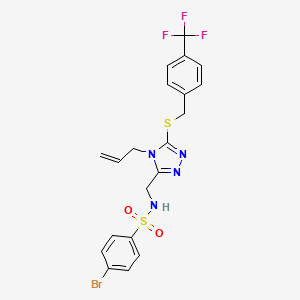 molecular formula C20H18BrF3N4O2S2 B2825840 N-[(4-allyl-5-{[4-(trifluoromethyl)benzyl]sulfanyl}-4H-1,2,4-triazol-3-yl)methyl]-4-bromobenzenesulfonamide CAS No. 338794-43-7