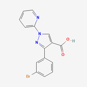 molecular formula C15H10BrN3O2 B2825879 3-(3-Bromophenyl)-1-pyridin-2-ylpyrazole-4-carboxylic acid CAS No. 1152547-37-9