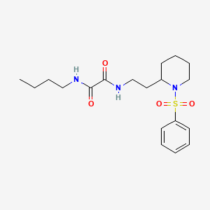 molecular formula C19H29N3O4S B2825898 N'-{2-[1-(benzenesulfonyl)piperidin-2-yl]ethyl}-N-butylethanediamide CAS No. 898414-89-6