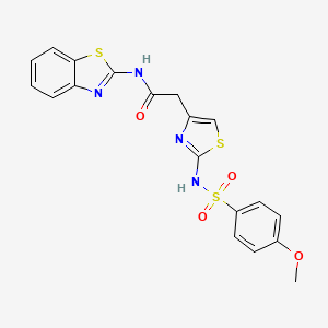 molecular formula C19H16N4O4S3 B2825934 N-(1,3-BENZOTHIAZOL-2-YL)-2-[2-(4-METHOXYBENZENESULFONAMIDO)-1,3-THIAZOL-4-YL]ACETAMIDE CAS No. 921996-19-2