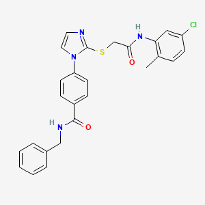 molecular formula C26H23ClN4O2S B2825937 N-benzyl-4-[2-({[(5-chloro-2-methylphenyl)carbamoyl]methyl}sulfanyl)-1H-imidazol-1-yl]benzamide CAS No. 1358246-50-0