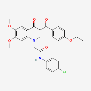 molecular formula C28H25ClN2O6 B2825940 N-(4-chlorophenyl)-2-[3-(4-ethoxybenzoyl)-6,7-dimethoxy-4-oxo-1,4-dihydroquinolin-1-yl]acetamide CAS No. 872198-82-8